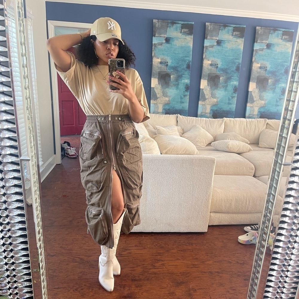 Cargo MIDI Skirt - Coffee Color